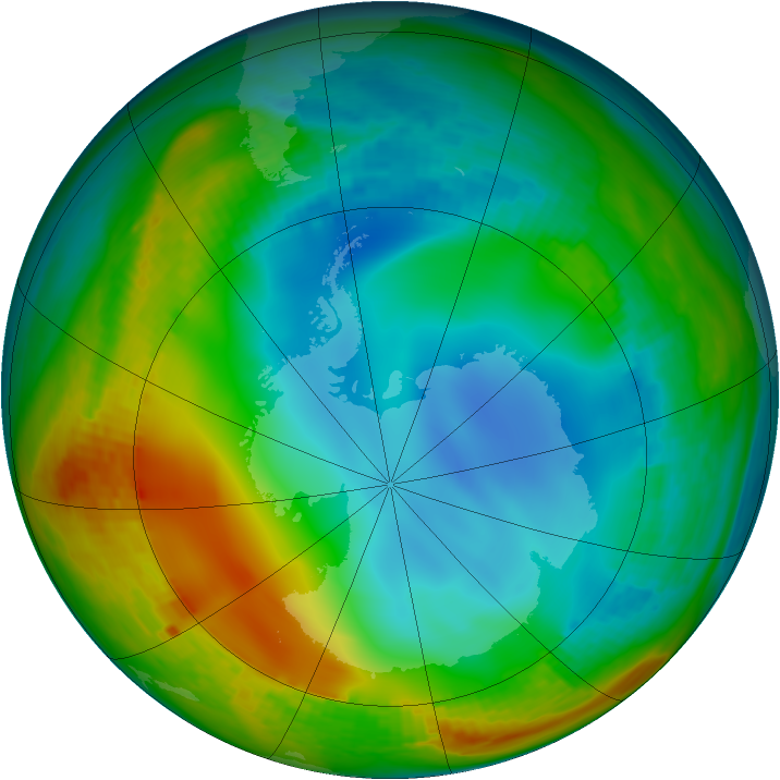 Antarctic ozone map for 30 June 1984
